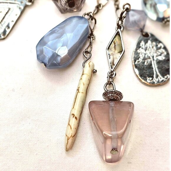 Chicos Boho Rose Quartz and Jasper Gemstone Leather Long Necklace - Picture 7 of 15